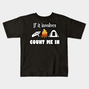 Canoe, Campfire, Tent -- Count Me In Kids T-Shirt